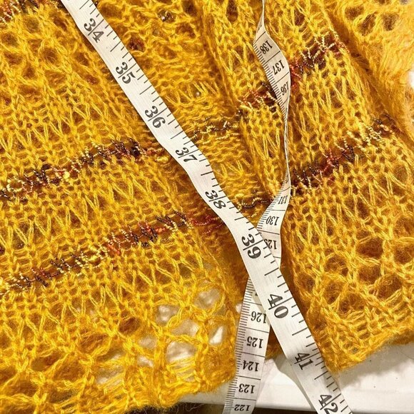 Soft Surroundings Longline Cardigan Sweater Womens M Yellow Open Knit Wool Blend - Picture 8 of 8